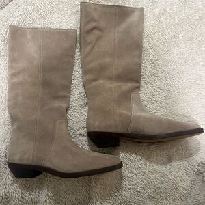 Madewell Taupe Suede Heeled Boots